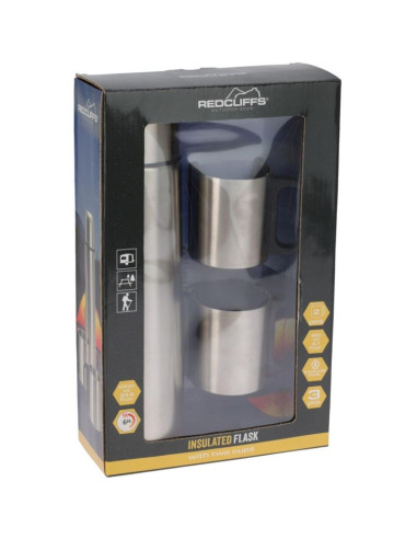 Termos turystyczny 1000ml z 2 kubkami srebrny