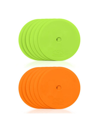 Płaskie znaczniki pola - okrągłe 15 cm - 6x zielony 6x pomarańczowy smj sport zpo-og