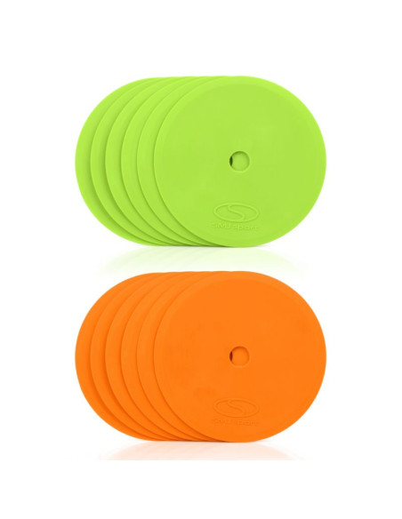 Płaskie znaczniki pola - okrągłe 15 cm - 6x zielony 6x pomarańczowy smj sport zpo-og