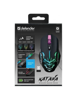 Defender mysz gamingowa katana gm-511 rf 3200dpi 7p czarna 52511