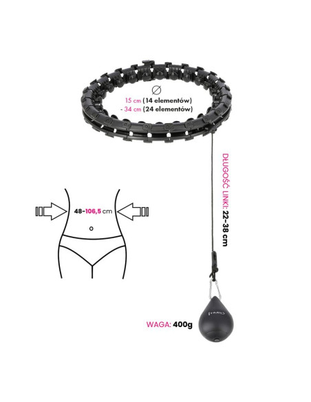 Hula hop hms hhw01 z wypustkami i obciążnikiem czarny