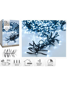 Lampki choinkowe łańcuch świetlny 576 led timer zimny biały