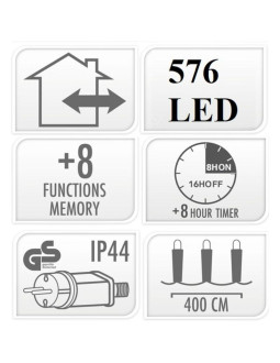 Lampki choinkowe łańcuch świetlny 576 led timer zimny biały 2