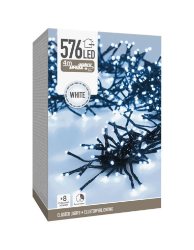 Lampki choinkowe łańcuch świetlny 576 led timer zimny biały