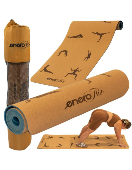Korkowa mata do ćwiczeń jogi 183x61x0.4cm enero fit