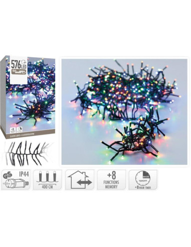 Lampki choinkowe łańcuch świetlny 576 led timer multikolor