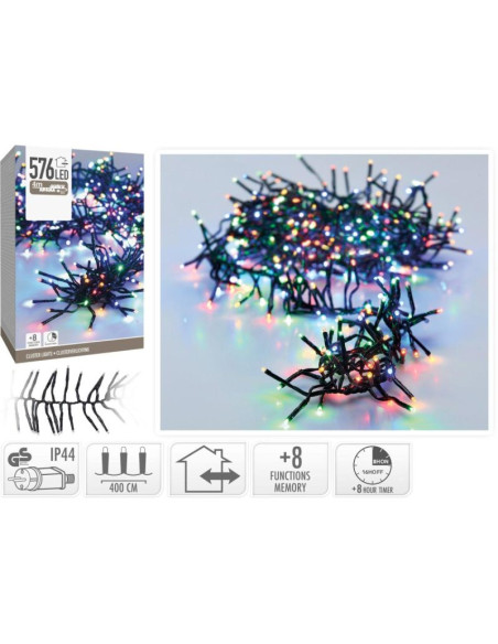 Lampki choinkowe łańcuch świetlny 576 led timer multikolor