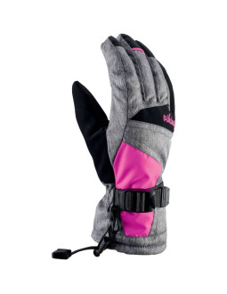 Rękawice narciarskie damskie viking ronda ski lady regulowane ściągaczem ocieplane szaro-różowe (113/20/5473/46)