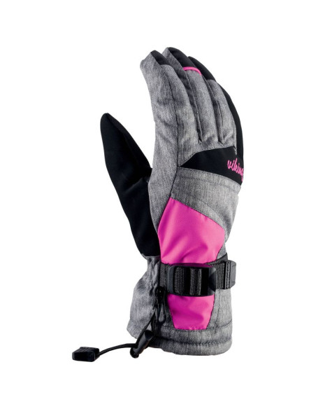 Rękawice narciarskie damskie viking ronda ski lady regulowane ściągaczem ocieplane szaro-różowe (113/20/5473/46)