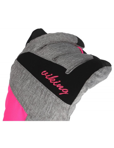 Rękawice narciarskie damskie viking ronda ski lady regulowane ściągaczem ocieplane szaro-różowe (113/20/5473/46)