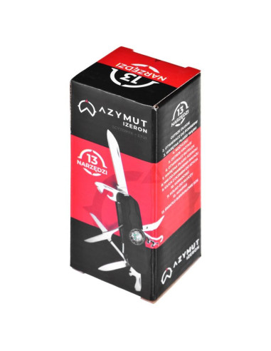 Scyzoryk azymut izeron - 13 narzędzi + kabura, 90 mm czarny (hk20017-8bl)