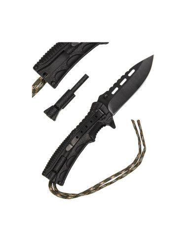 Nóż składany mil-tec paracord z krzesiwem - camo