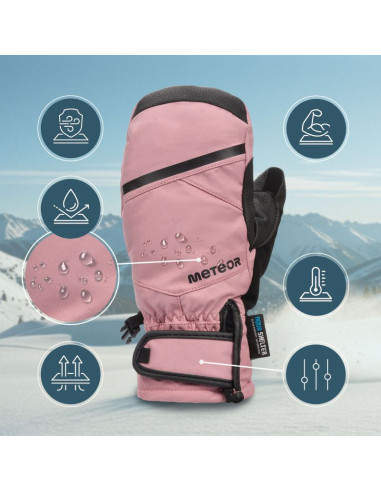 Rękawice zimowe meteor hazy m różowy/czarny