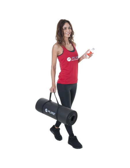 Mata do ćwiczeń nbr czarna 180x60x1,5cm z otworami pure 2 improve