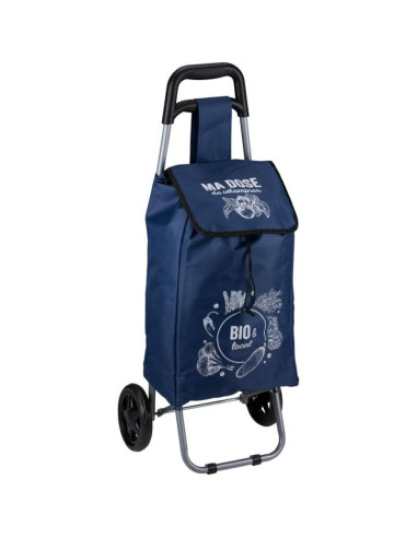 Wózek torba na kólkach na zakupy ze stelażem 25l niebieski
