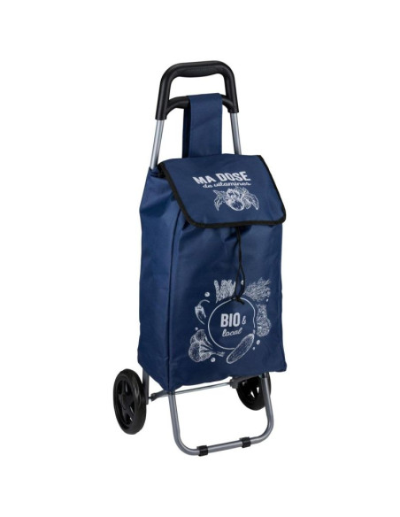 Wózek torba na kólkach na zakupy ze stelażem 25l niebieski