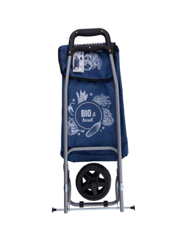 Wózek torba na kólkach na zakupy ze stelażem 25l niebieski