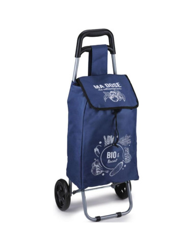 Wózek torba na kólkach na zakupy ze stelażem 25l niebieski
