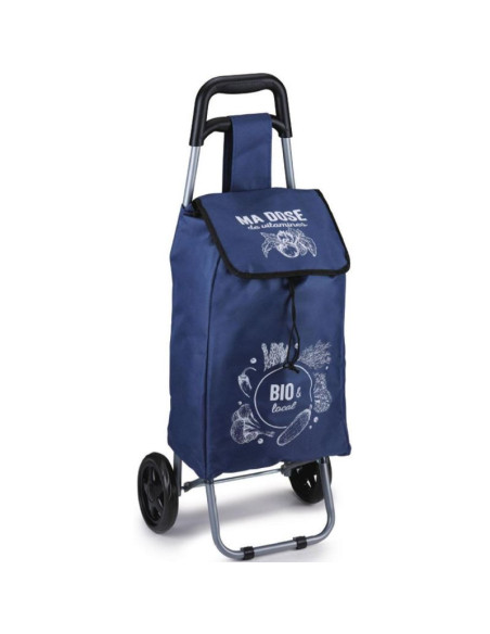 Wózek torba na kólkach na zakupy ze stelażem 25l niebieski