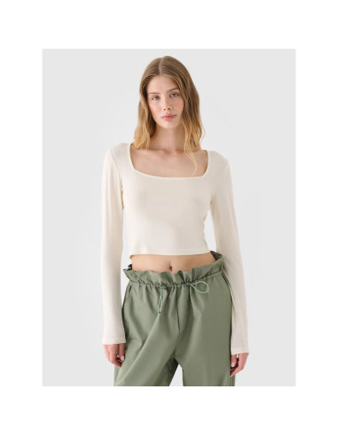 Longsleeve slim gładki damski 4f 4frss24tlonf499-11s