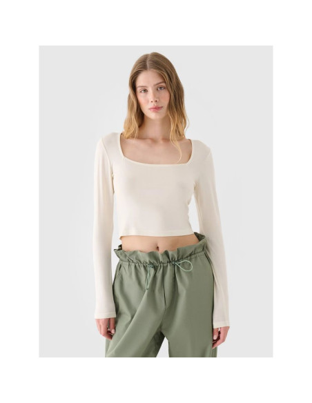 Longsleeve slim gładki damski 4f 4frss24tlonf499-11s