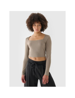 Longsleeve slim gładki damski 4f 4frss24tlonf499-82s