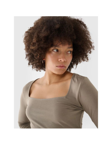 Longsleeve slim gładki damski 4f 4frss24tlonf499-82s