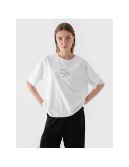 T-shirt oversize z nadrukiem damski 4f 4fraw24ttshf2582-10s