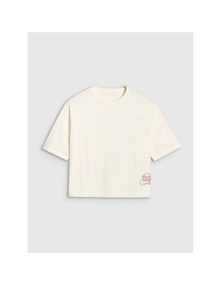 T-shirt oversize z nadrukiem damski 4f 4fwss25ttshf1971-11s