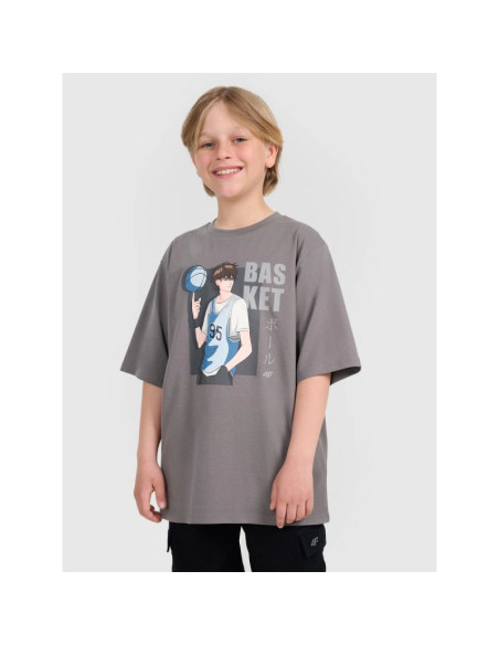 T-shirt oversize z nadrukiem chłopięcy 4f 4fjraw25ttshm3062-24s