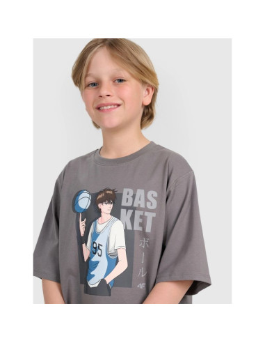T-shirt oversize z nadrukiem chłopięcy 4f 4fjraw25ttshm3062-24s