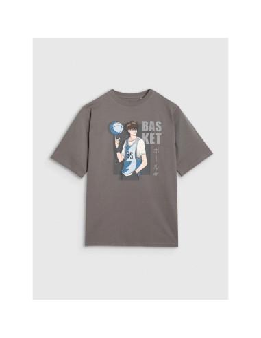 T-shirt oversize z nadrukiem chłopięcy 4f 4fjraw25ttshm3062-24s