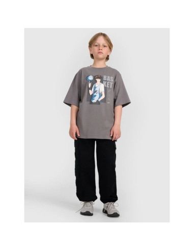 T-shirt oversize z nadrukiem chłopięcy 4f 4fjraw25ttshm3062-24s