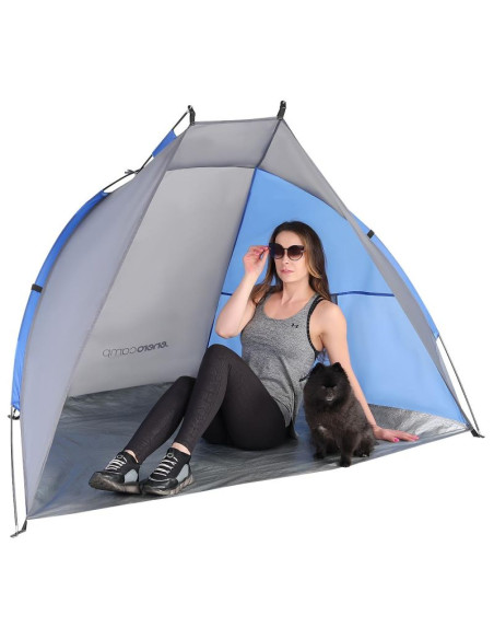 Namiot osłona plażowa sun 200x120x120cm szaro-niebieska enero camp