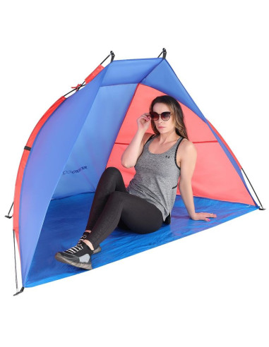 Namiot osłona plażowa sun 200x120x120cm niebiesko-czerwona enero camp