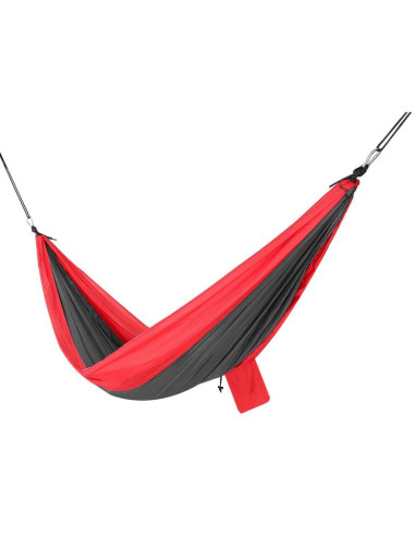 Hamak turystyczny 2 osobowy 270x140cm czarno czerwony