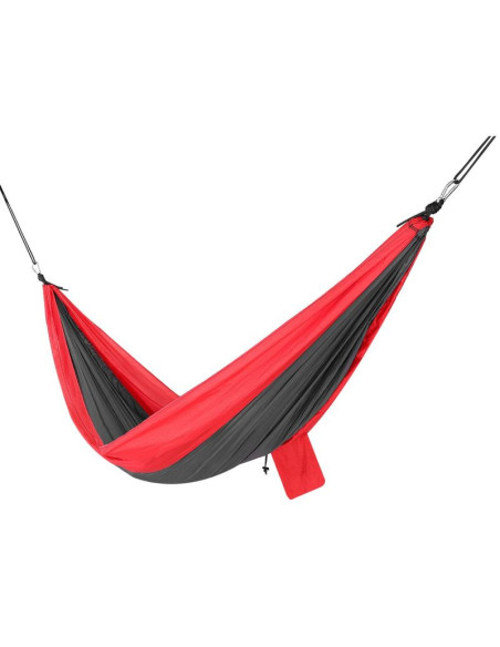 Hamak turystyczny 2 osobowy 270x140cm czarno czerwony