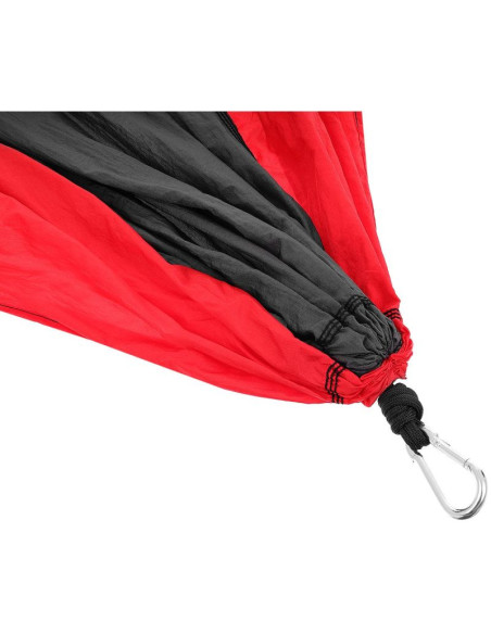 Hamak turystyczny 2 osobowy 270x140cm czarno czerwony