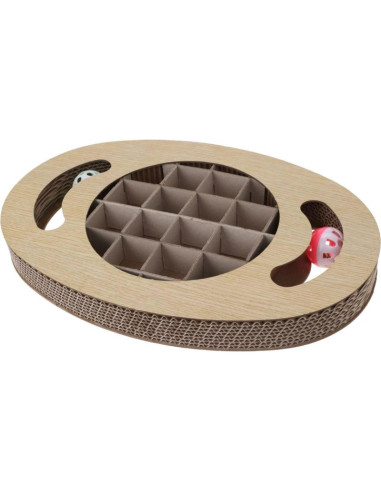 Drapak dla kota zabawka interaktywna tektura drewno piłeczki 2 szt. 36x25x5cm