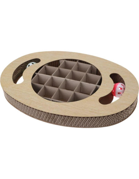 Drapak dla kota zabawka interaktywna tektura drewno piłeczki 2 szt. 36x25x5cm