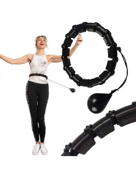 Hula hop z masażerem i obciążeniem czarny enero fit