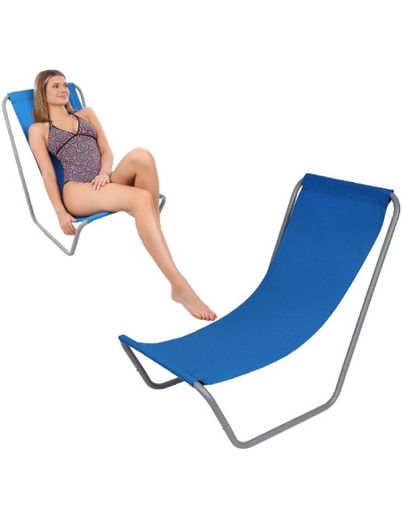 Leżak ogrodowo plażowy składany i torba niebieski enero camp