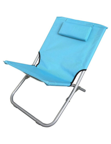 Leżak plażowy składany z zagłówkiem 47x61x58cm niebieski