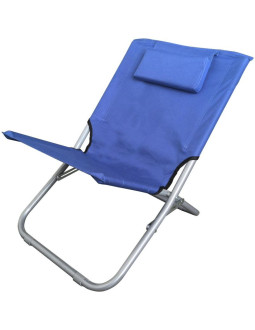 Leżak plażowy składany z zagłówkiem 47x61x58cm granatowy