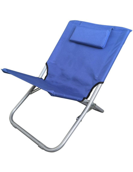 Leżak plażowy składany z zagłówkiem 47x61x58cm granatowy