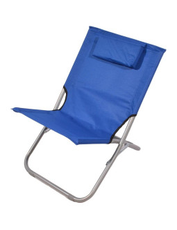 Leżak plażowy składany z zagłówkiem 47x61x58cm granatowy 2