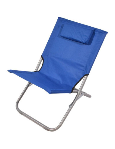 Leżak plażowy składany z zagłówkiem 47x61x58cm granatowy