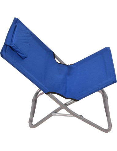 Leżak plażowy składany z zagłówkiem 47x61x58cm granatowy