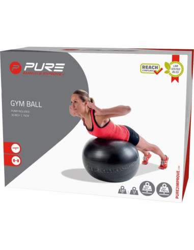 Piłka do ćwiczeń fitness 75cm czarna pure 2 improve