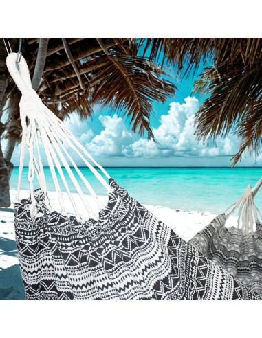 Hamak ogrodowy 1 osobowy 200x100cm etno z pokrowcem 1063980